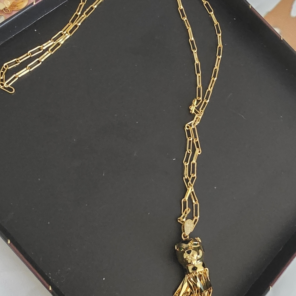 22kgp Dubai Jewelry- Gold Panther Pendant Necklace - Picture 5 of 9